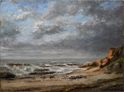 View of a Rough Sea Near a Cliff by Gustave Courbet